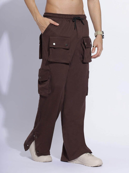 Men's 6-Pocket Trendy Brown Cargo Pants - Zenzweave