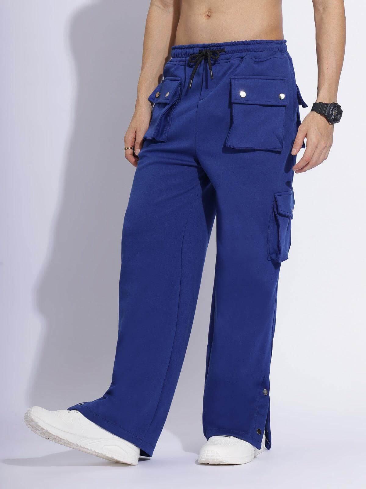 Men's Blue Six-Pocket Cargo Trousers - Zenzweave