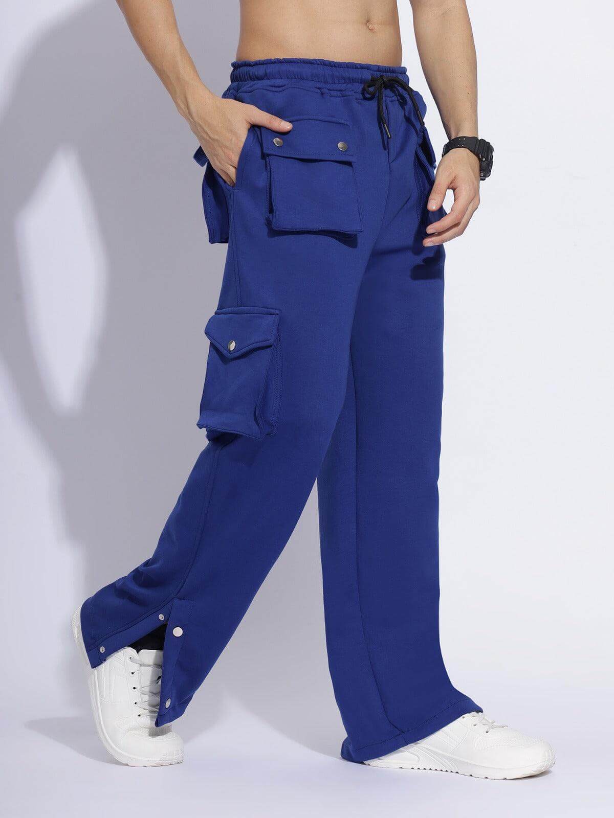 Men's Blue Six-Pocket Cargo Trousers - Zenzweave