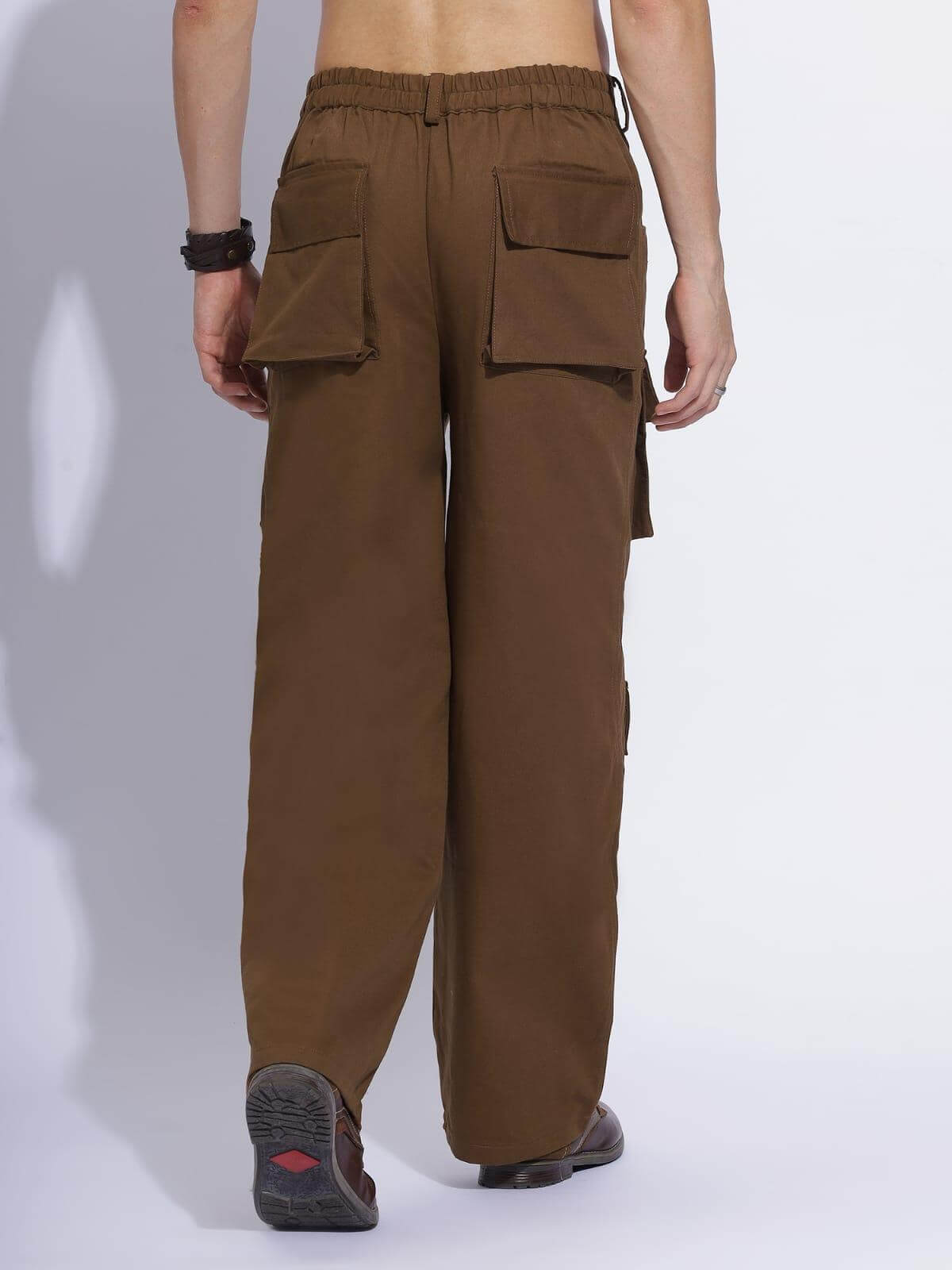 Trendy Brown Cargo Parachute Pants - Zenzweave