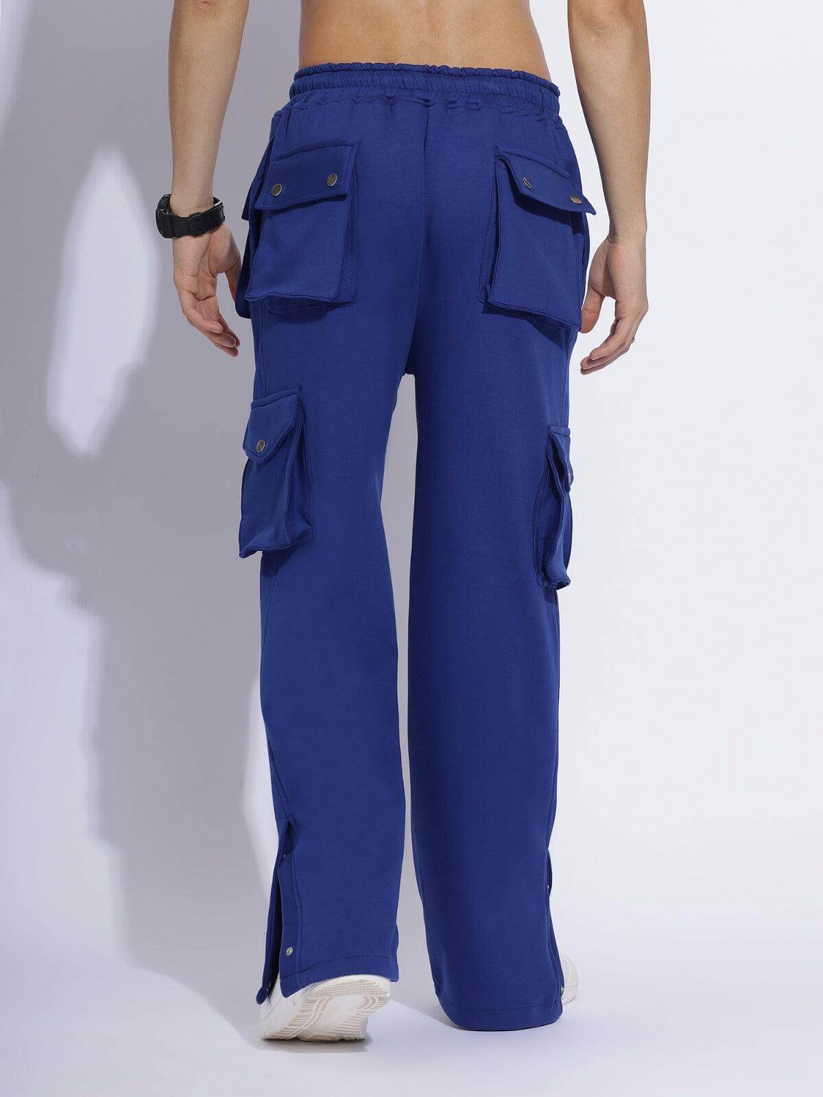 Men's Blue Six-Pocket Cargo Trousers - Zenzweave