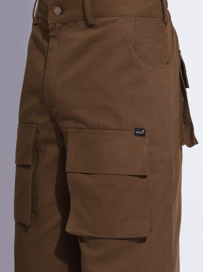 Trendy Brown Cargo Parachute Pants - Zenzweave