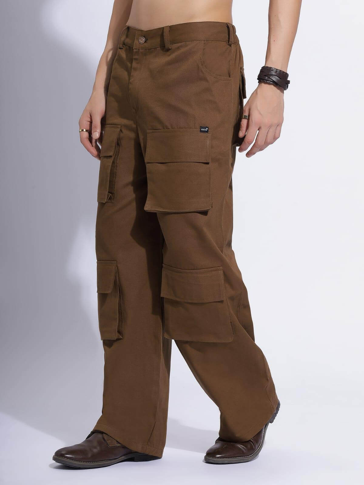 Trendy Brown Cargo Parachute Pants - Zenzweave