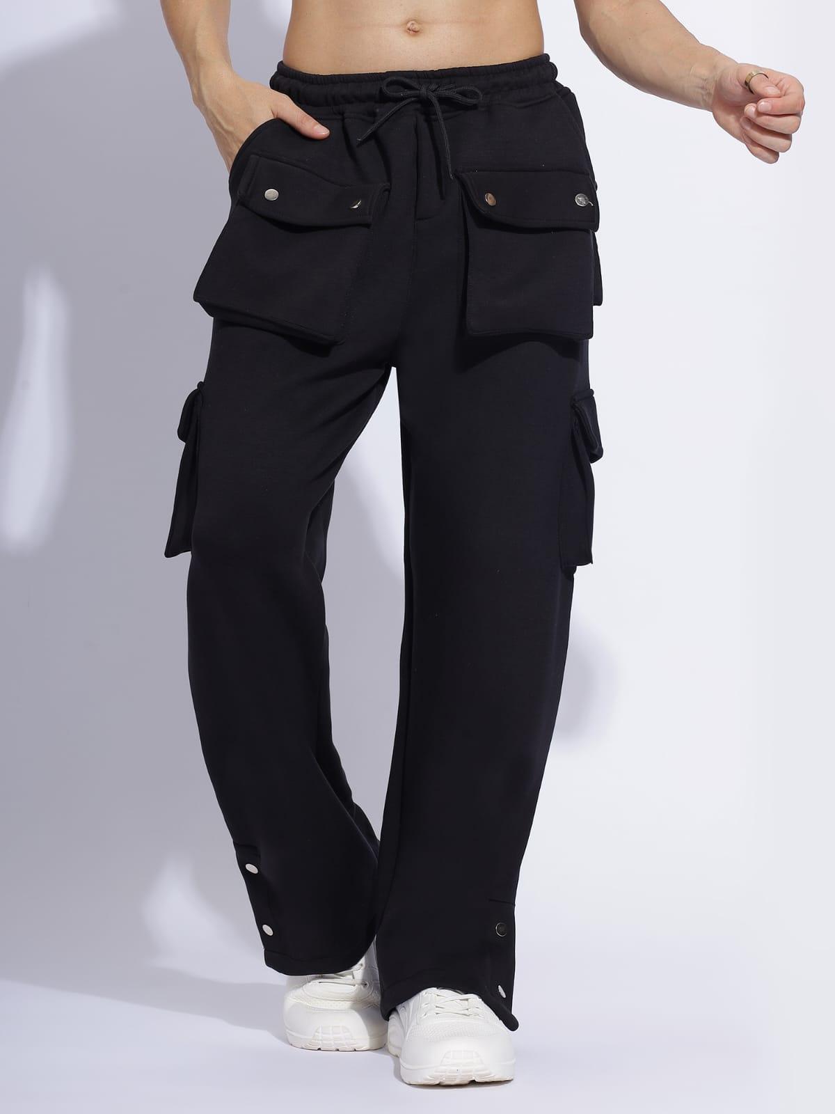 Men's 6-Pocket Trendy Black Cargo Pants - Zenzweave