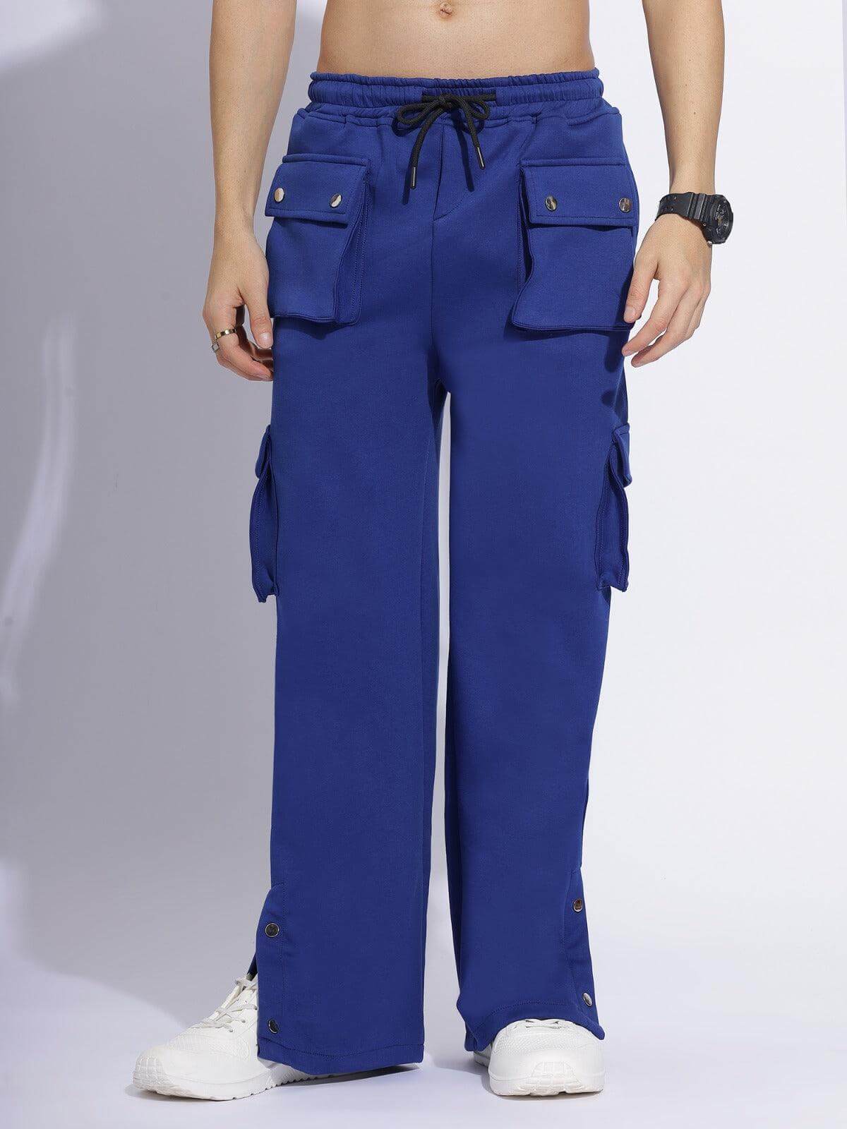 Men's Blue Six-Pocket Cargo Trousers - Zenzweave