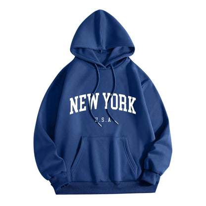 Men’s and Women’s New York USA Graphic Hoodie - Casual Long Sleeve Pullover Sweatshirt with Hood - Zenzweave