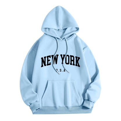 Men’s and Women’s New York USA Graphic Hoodie - Casual Long Sleeve Pullover Sweatshirt with Hood - Zenzweave