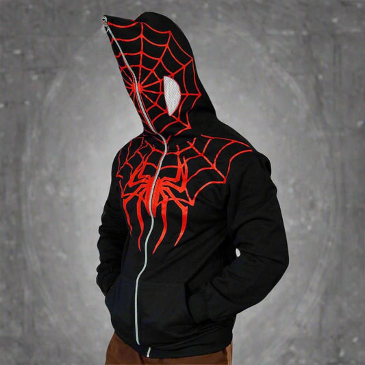 Black Spiderman Hoodie with Full Mask – Unleash Your Inner Superhero - Zenzweave