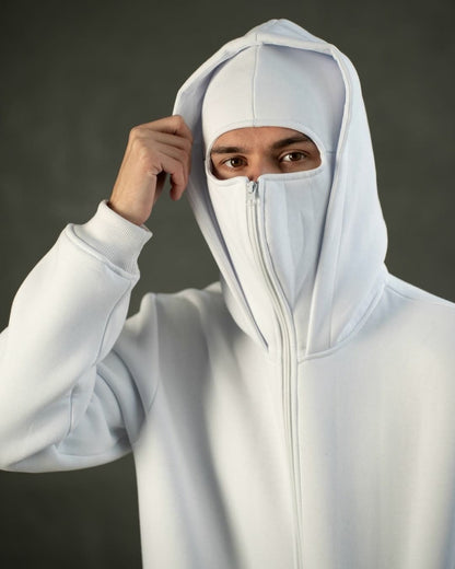 ShadowFlex White Ninja Hoodie – Elevate Your Stealth in Style ⚪🥷